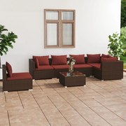 vidaXL 7-delige Loungeset met kussens poly rattan bruin