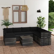 vidaXL 8-delige Loungeset pallet met kussens massief grenenhout