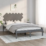 vidaXL Bedframe massief hout grijs 135x190 cm 4FT6 Double