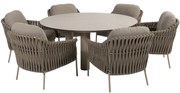 Donato Comino low dining set 160 cm rond 7 delig keramiek latte 4 Seasons Outdoor