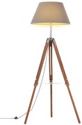 vidaXL Vloerlamp driepoot 141 cm massief teakhout honingbruin en grijs