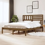 vidaXL Bedframe massief grenenhout honingbruin 135x190 cm 4FT6 double