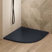 Saniclear Torno kwartronde douchebak 80x80cm met stone finish zwart