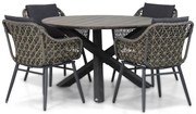 Tuinset Ronde Tuintafel 4 personen 125 cm Wicker Taupe  Lifestyle Garden Furniture Dolphin/Ancona