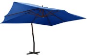 vidaXL Zweefparasol met houten paal 400x300 cm azuurblauw