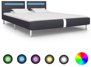 vidaXL Bedframe met LED kunstleer zwart 160x200 cm