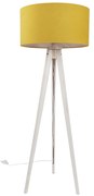 Vloerlamp tripod wit met stoffen kap geel 50cm - Tripod Classic Landelijk, Modern E27 rond Binnenverlichting Lamp