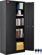 VEVOR 5-laags archiefkast met 2 magnetische deuren, draagvermogen van 90,72 kg per plank, afsluitbare opbergkast, metalen ladekast voor kantoor, thuis, enz. Zwart