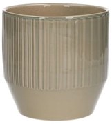 Bloempot, aardewerk, zachtgroen verticale streep,Ø 13 cm