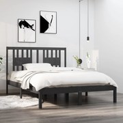 vidaXL Bedframe massief hout grijs 135x190 cm 4FT6 Double