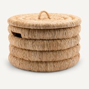 Gevlochten ronde mand met deksel, Marilo