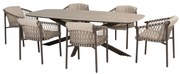 Prado Allora dining tuinset 240x105xH75 cm 7 delig keramiek barrel terre 4 Seasons Outdoor