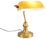 Klassieke notarislamp brons met amber glas - Banker Klassiek / Antiek E27 Binnenverlichting Lamp