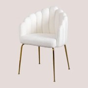 Set Van 2 Chenille Eetkamerstoelen Markina White - Sklum