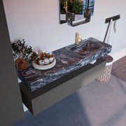 Mondiaz Alan DLux badmeubel 150cm dark grey 1 lade met wastafel lava rechts 1 kraangat