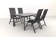 Kettler Legato/Edge verstelbare aluminium tuinset voor 4 personen 160x95 cm. - Antraciet