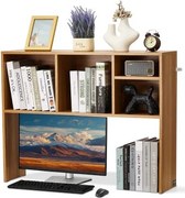 VEVOR Bureau Boekenplank 1-laags Organizer (94 x 24 x 73 cm) Tafelplanken Bureau Organizer Display Plank Gemaakt van Spaanplaat met Antislip Voetjes, voor Kantoor Slaapzaal, Houtkleur
