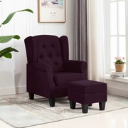 vidaXL Fauteuil met voetenbankje stof paars