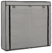 vidaXL Schoenenkast met hoes 115x28x110 cm stof grijs