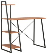 vidaXL Bureau met schappen 102x50x117 cm zwart en bruin