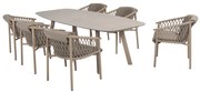 Manolo Allora dining tuinset 240x103xH75 cm 7 delig printed ceramic latte 4 Seasons Outdoor