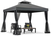 Antraciet tuinpaviljoen met klamboe Valencia 3x3 m Tuinpunt