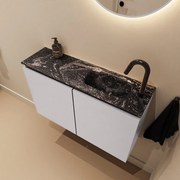 Mondiaz Ture DLux toiletmeubel 80cm cale met wastafel lava rechts met kraangat