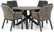 Tuinset Ronde Tuintafel 4 personen 125 cm Rope Taupe  Lifestyle Garden Furniture Verona/Ancona