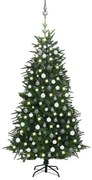 vidaXL Kunstkerstboom met LED's en kerstballen 210 cm PVC en PE groen