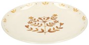 Dinerbord, steengoed, gedecoreerd met takjes, oker,Ø28 cm