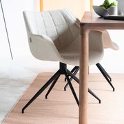 Zuiver Doulton Swivel Design Eetkamerstoel Draaibaar Wit Boucle