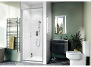 Crosswater Kai vouwdeur 76x190cm met 6mm helder veiligheidsglas links en rechts zilver aluminium KLBFSC0760