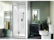 Crosswater Kai vouwdeur 76x190cm met 6mm helder veiligheidsglas links en rechts zilver aluminium KLBFSC0760