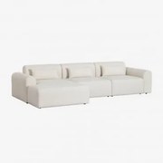 3-delige Modulaire Chaise Longue-bank Links In Borjan Shearling Chenille White - Sklum