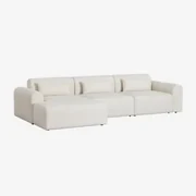 3-delige Modulaire Chaise Longue-bank Links In Borjan Shearling Chenille White - Sklum