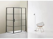 Marenza Bellini Douchecabine - 100x100cm - vast paneel - veiligheidsglas - frame lines buitenzijde - anti kalk - mat zwart sw491683/sw491685