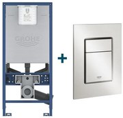 GROHE Rapid SLX inbouwreservoir met frame inclusief GROHE Skate cosmopolitan bedieningsplaat Supersteel sw107660/sw336186
