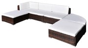 vidaXL 6-delige Loungeset met kussens poly rattan bruin