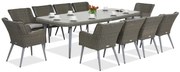 Exclusieve dining tuinset met grote tafel Córdoba voor 10 personen Garden Point grijs