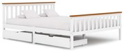 vidaXL Bedframe met 2 lades massief grenenhout wit 160x200 cm