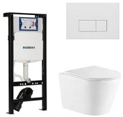 QeramiQ Dely Toiletset - 36.3x51.7cm - diepspoel - rimless - Inbouwreservoir met Geberit UP320 spoelmechanisme - softclose toiletzitting - mat witte bedieningsplaat - rechtehoekige knoppen - wit glans SW1026255/SW1381697/SW706191/SW1159504
