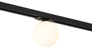 Moderne plafondlamp zwart met wit glas voor railsysteem 1-fase - Iconic Perle