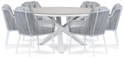 Tuinset Ronde Tuintafel 6 personen 150 cm Aluminium/rope Wit Santika Furniture Santika