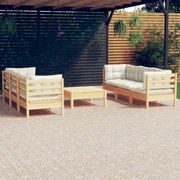 vidaXL 7-delige Loungeset met crèmekleurige kussens grenenhout