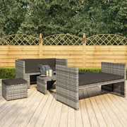 vidaXL 5-delige Loungeset met kussens poly rattan grijs