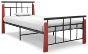 vidaXL Bedframe metaal en massief eikenhout 90x200 cm