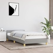 vidaXL Bedframe met hoofdeinde stof lichtgrijs 90x190 cm