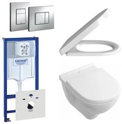 Villeroy & Boch O.Novo toiletset - inclusief inbouwreservoir - softclose & quickrelease zitting - bedieningsplaat verticaal/horizontaal chroom 0720001/0729205/0124162/0124182/