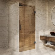 Saniclear Modern brons glas douchedeur profielloos 70x200cm mat zwart