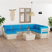 vidaXL 8-delige Loungeset met kussens pallet vurenhout